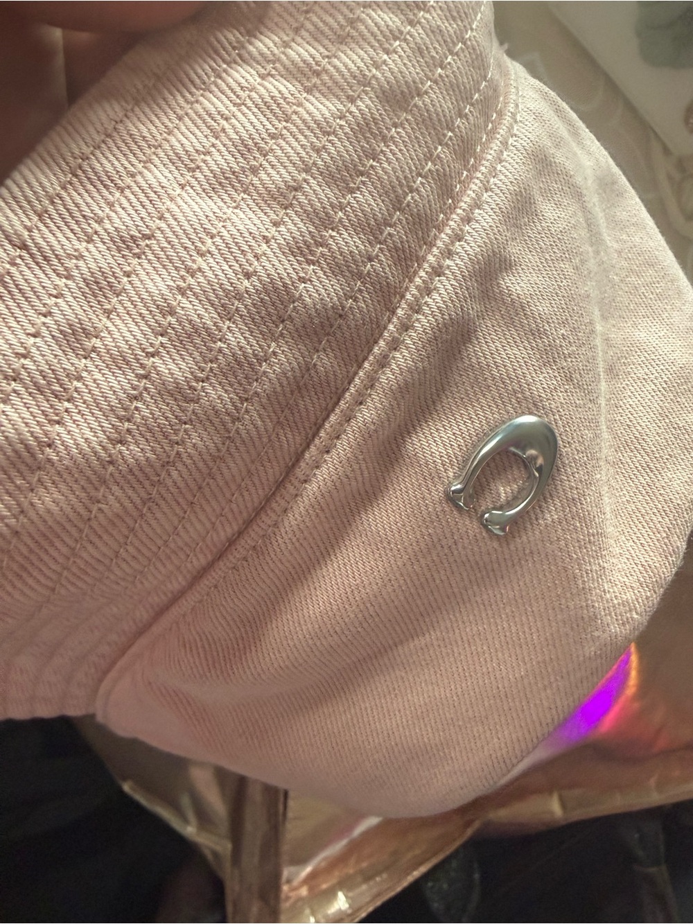 Coach Pink Canvas Bucket Hat with Signature Monogram Trim Never Worn - Picture 2 of 5